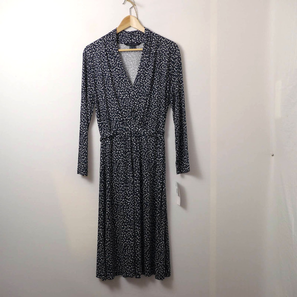 French Connection Polka Dot Jersey Dress Size L - Picture 2 of 10